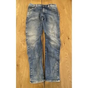 G Star Raw Jeans Men's Arc 3D Slim Size 32 Blue Inseam-31 Button Fly* Acid Wash